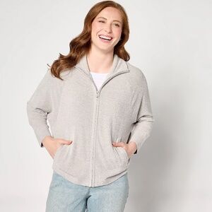 Barefoot Dreams CozyChic Ultra Lite Full-Zip Cardigan in oyster